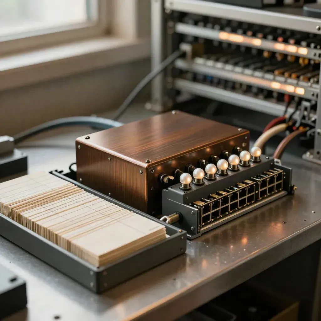 Compacte relay met statuslampjes en sorteerbak voor geautomatiseerde offerteflow.